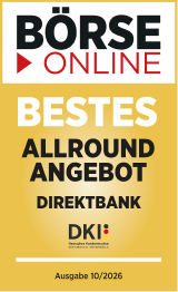 Auszeichnung von Börse Online für das beste Allround-Angebot unter den Direktbanken