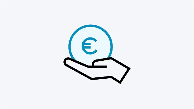 Icon Hand mit angedeuteter Münze mit Euro-Symbol