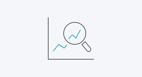 Icon Diagramm mit Lupe und Kursverlauf