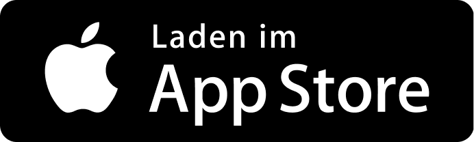 Schwarzer Button mit weißem Schriftzug für Apple App Store