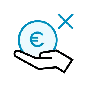 Icon Hand mit blauer Euro-Münze darauf