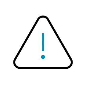 Icon Warndreieck mit blauem Ausrufezeichen darin