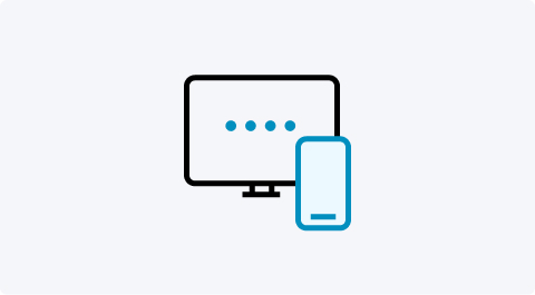 Icon blaues Smartphone und schwarzer Monitor