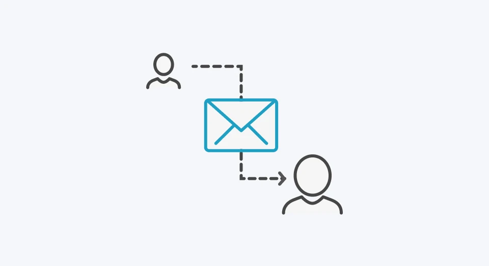 Icon Weiterleitung der E-Mail von einer Person zur anderen