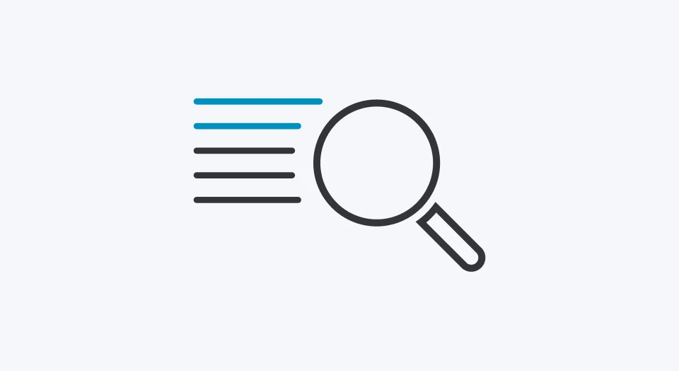 Icon Striche als Text und Lupe für die Suche