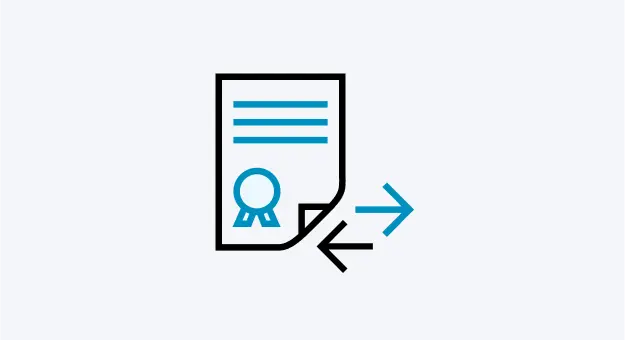 Icon Dokument mit blauen Strichen als Schrift darauf