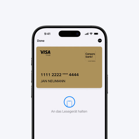 Smartphone mit geöffnetem Apple Pay
