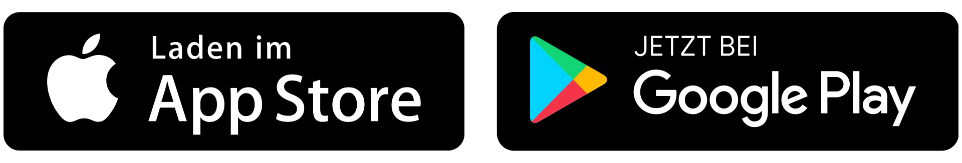 Schwarze Button zum Download der Consorsbank App für den Apple App Store und Google Play Store