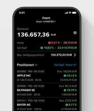 Smartphone mit geöffneter Consorsbank Pro App