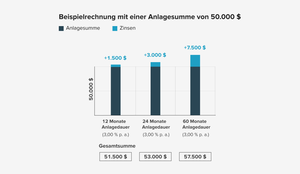 Schaubild Beispielrechnung mit einer Anlagesummer von 50.000 $
