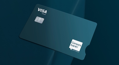 Visa Card Debit auf dunkelblauem Hintergrund