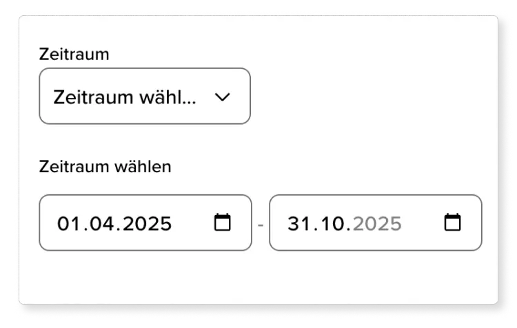 Bildausschnitt aus der Depotanalyse, der die Auswahlmöglichkeiten für einen Zeitraum zeigt.