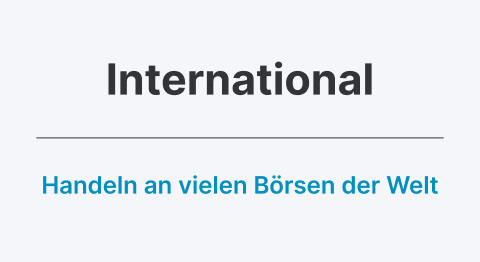 Kachel internationale Börsen schwarzer Schriftzug