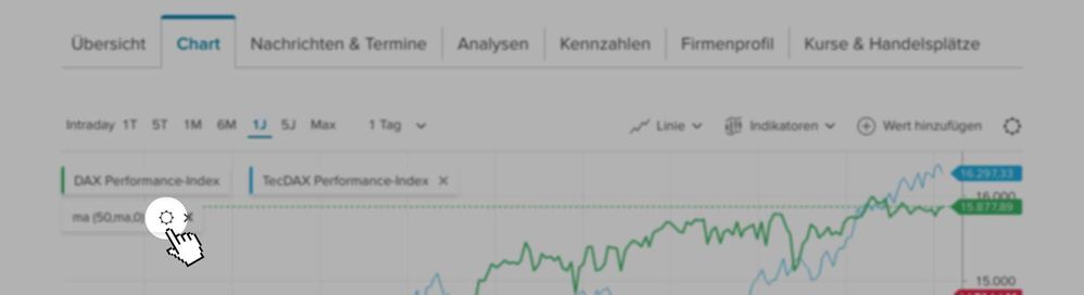 Screenshot der Einstellungsmöglich über das Zahnrad im Snapshot