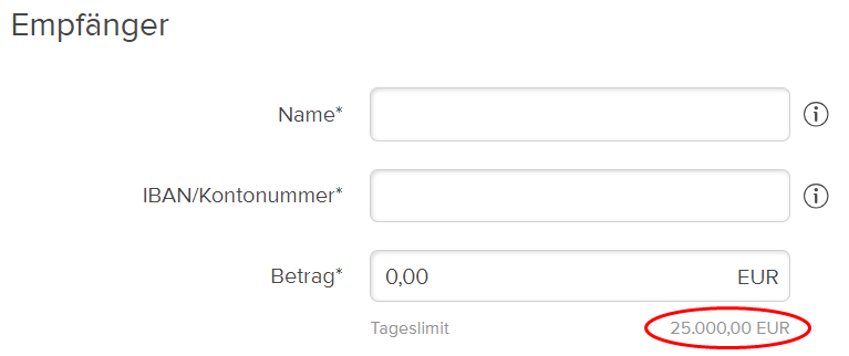 Anzeige des Online-Tageslimits im eingeloggten Bereich der Consorsbank