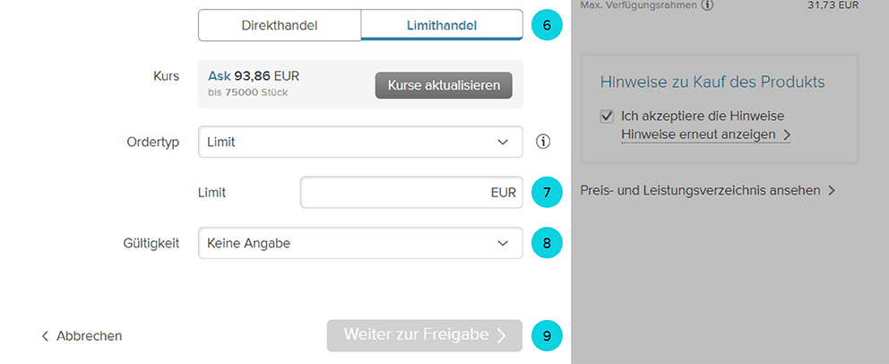 Screenshot aus dem eingeloggten Bereich der Consorsbank