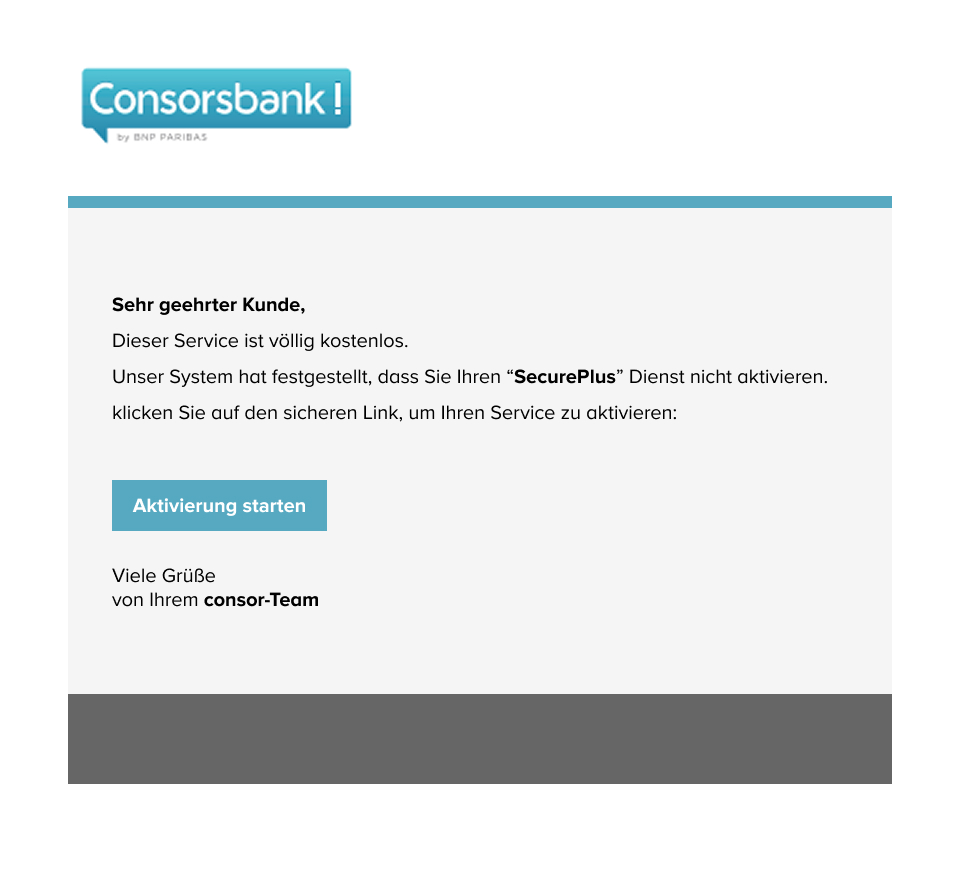 Beispiel einer Phishing E-Mail