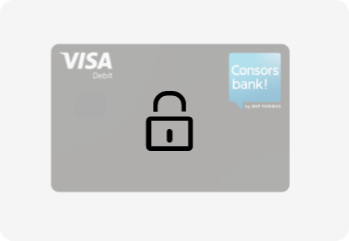 Visa Card Debit mit Schloss-Symbol darauf
