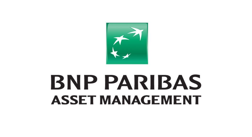 Grünes Logo BNP Paribas Asset Management schwarzer Schriftzug auf weißem Hintergrund
