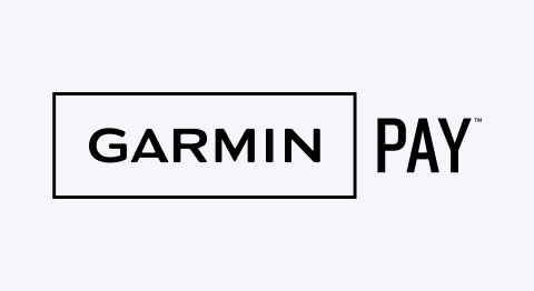 Logo Garmin Pay schwarzer Schriftzug auf hellgrauem Hintergrund