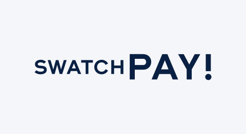 Logo SwatchPAY schwarzer Schriftzug auf hellgrauem Hintergrund