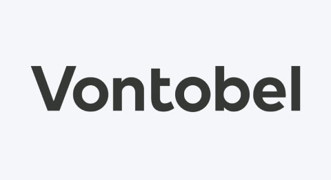 Schwarzer Schriftzug Vontobel auf hellgrauem Hintergrund