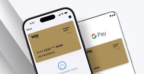 Zwei Smartphones mit geöffnetem kontaktlosem Bezahlen