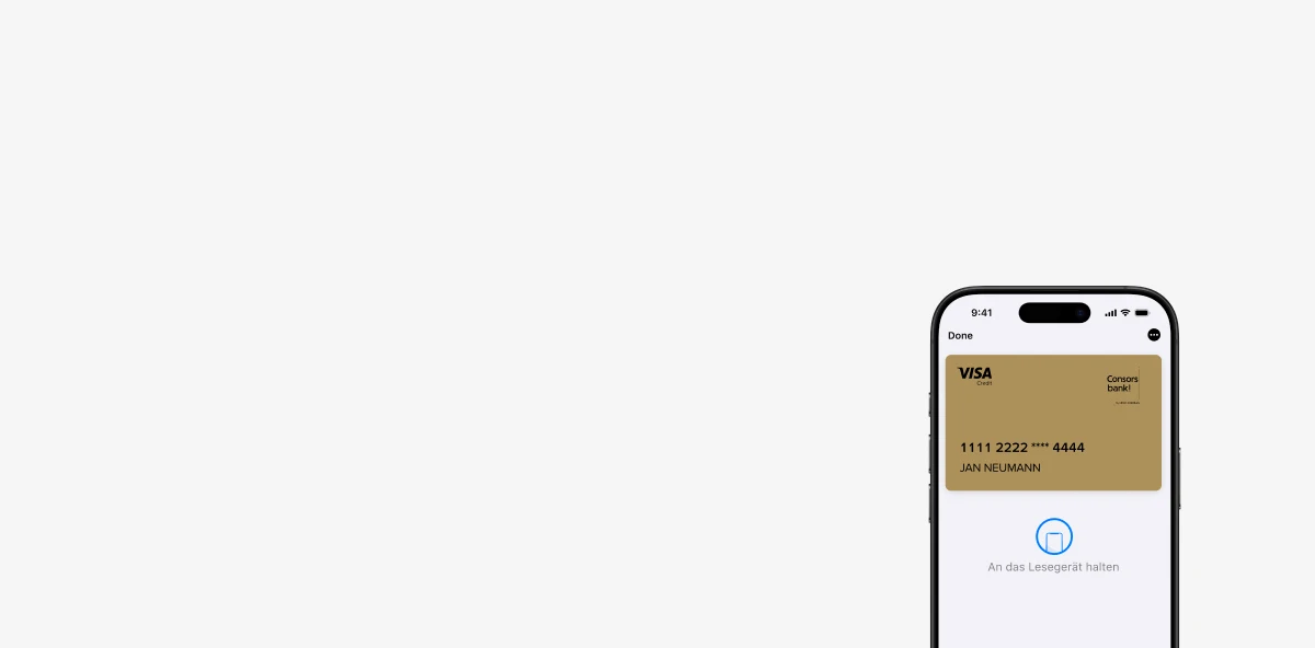 Smartphone mit geöffnetem Apple Pay