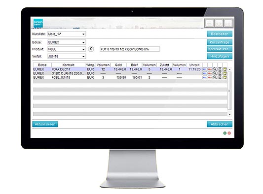 Monitor mit Infos zum FutureTrader