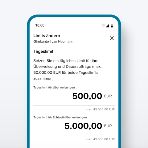 Smartphone mit geöffneter Tageslimitänderung in der Consorsbank App