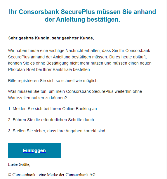 Beispiel Phishing-Mail