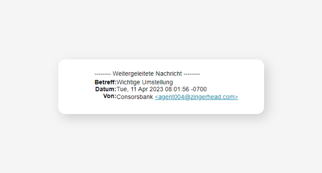 Beispiel gefälschte Absender E-Mail-Adresse